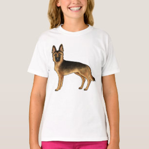 Camiseta Pastor Alemán Negro y Castaño Dibujo Animado Diver