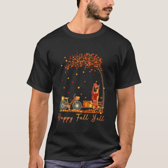 Camiseta Pastor Alemán Otoño Caída Camión De Calabaza Mappe (Anverso)