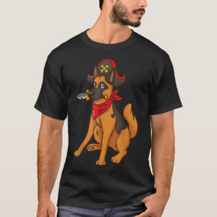 Camiseta Pastor Alemán Pastor Halloween Perro Jolly Roger