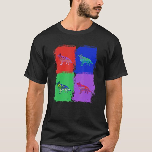 Camiseta Pastor Alemán Pastor Pop Art (Anverso)