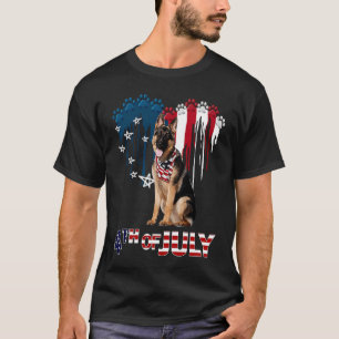 Camiseta Pastor Alemán Pata Corazón Bandera Americana 4 de 