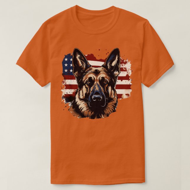 Camiseta Pastor Alemán Patriótico Americano (Diseño del anverso)