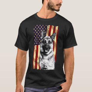 Camiseta Pastor Alemán Patriótico Bandera Americana 4 de Ju