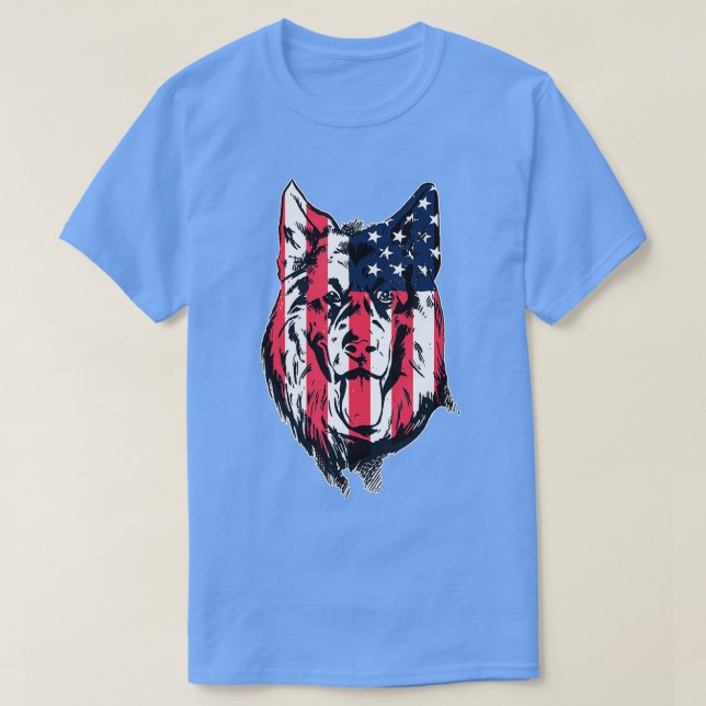 Camiseta Pastor Alemán Patriótico Bandera Americana Perro (Diseño del anverso)