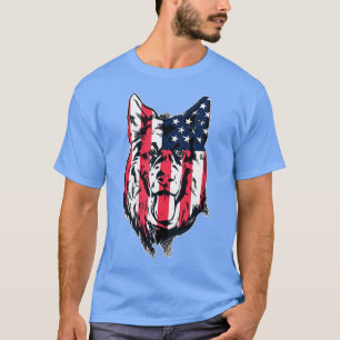 Camiseta Pastor Alemán Patriótico Bandera Americana Perro