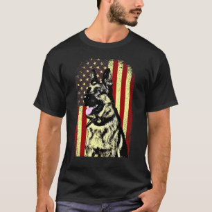 Camiseta Pastor alemán Patriótico Bandera Americana Perro