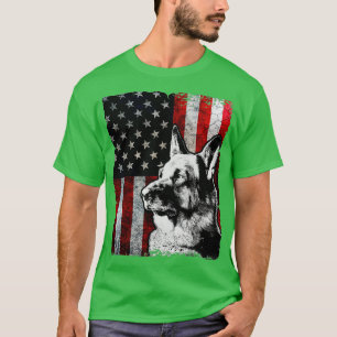 Camiseta Pastor Alemán Patriótico Bandera Americana Perro -