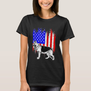 Camiseta Pastor Alemán Patriótico Bandera Americana Perro L