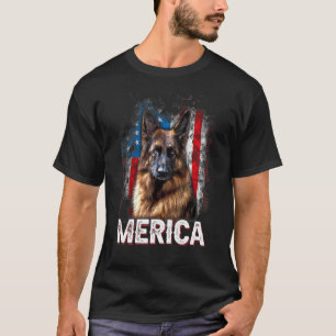 Camiseta Pastor Alemán Patriótico Bandera Americana Vintage