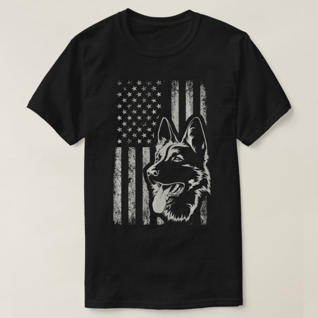 Camiseta Pastor Alemán Patriótico Bandera Estadounidense 4  (Diseño del anverso)