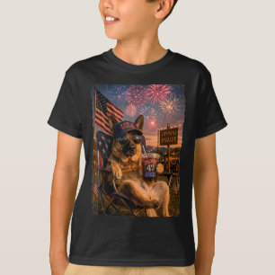 Camiseta Pastor Alemán Patriótico bebiendo helado del 4 de 