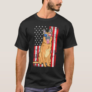 Camiseta Pastor Alemán Patriótico Eeuu Bandera Estadouniden