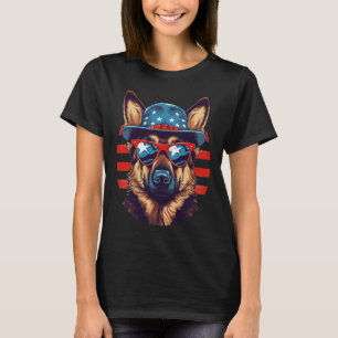 Camiseta Pastor Alemán Patriótico Perro Estadounidense Cuar