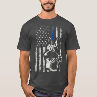 Camiseta Pastor Alemán Patriótico Unidad K9 Línea Azul delg