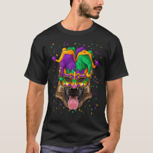 Camiseta Pastor Alemán Perro Carnaval Mardi Gras Cara Jeste