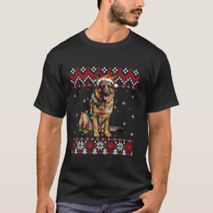 Camiseta Pastor alemán perro de Santa Hat hombres niños feo