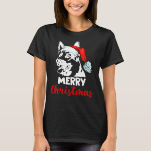 Camiseta Pastor alemán perro Santa Hat Feliz Navidad