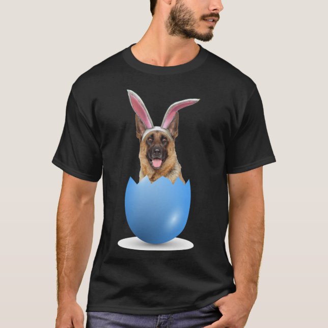Camiseta Pastor Alemán Perro Semana Santa Conejo Huevo Colo (Anverso)