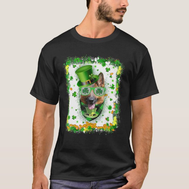 Camiseta Pastor Alemán Perro St Patricks Día Shamrock Irlan (Anverso)