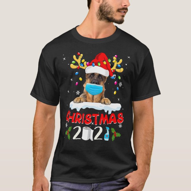 Camiseta Pastor alemán Reindeer Santa Hat (Anverso)