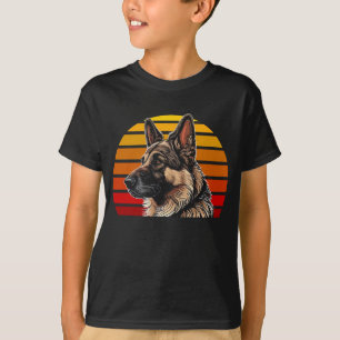 Camiseta Pastor Alemán Retro Estilo Vintage Sunset