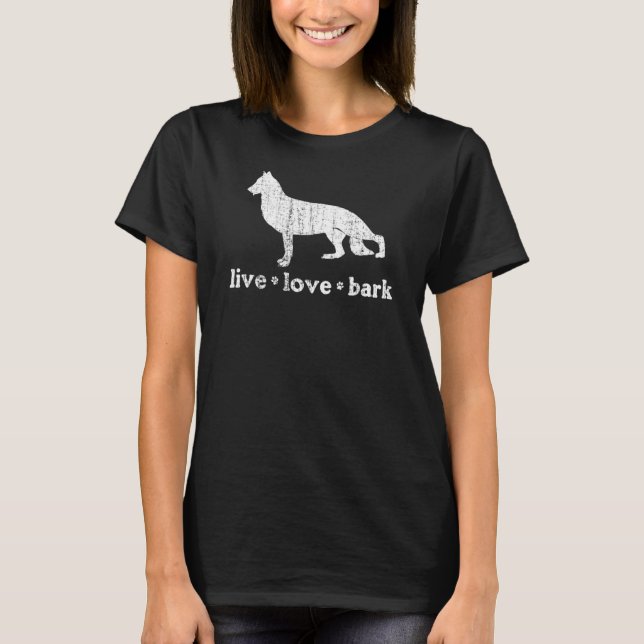 Camiseta Pastor Alemán Retro Live Love Bark (Anverso)