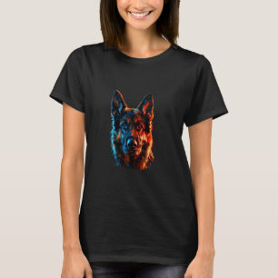 Camiseta Pastor Alemán Rojo y Azul Fiero y Animado Anim