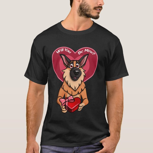 Camiseta Pastor alemán San Valentín mío (Anverso)