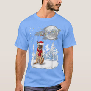 Camiseta Pastor Alemán Sobre Navidades De Nieve Iluminación