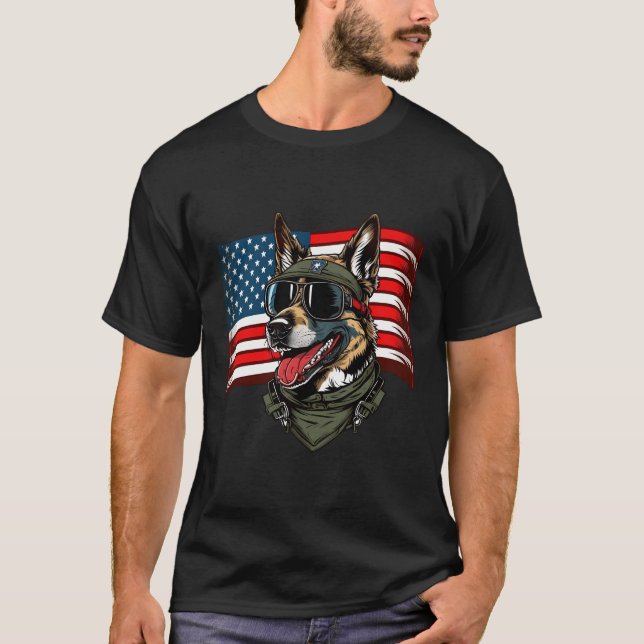 Camiseta Pastor Alemán Soldado De Perro Estadounidense 4 De (Anverso)