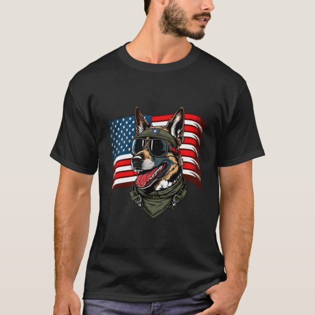 Camiseta Pastor Alemán Soldado De Perro Estadounidense 4 De (Anverso)