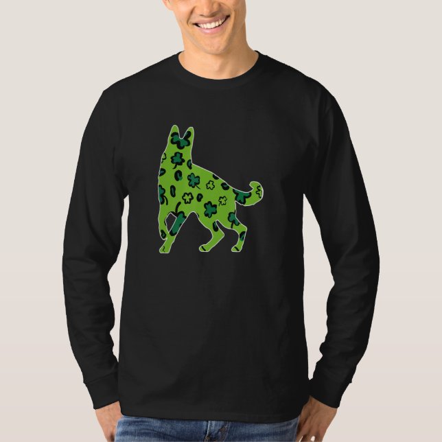 Camiseta Pastor alemán St Patrick S Day Leopardo verde Sha (Anverso)