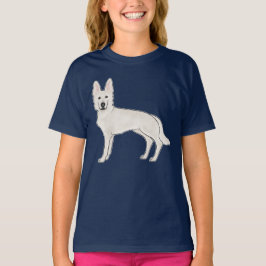 Camiseta Pastor Alemán Suizo Blanco Perro de Dibujos Animad