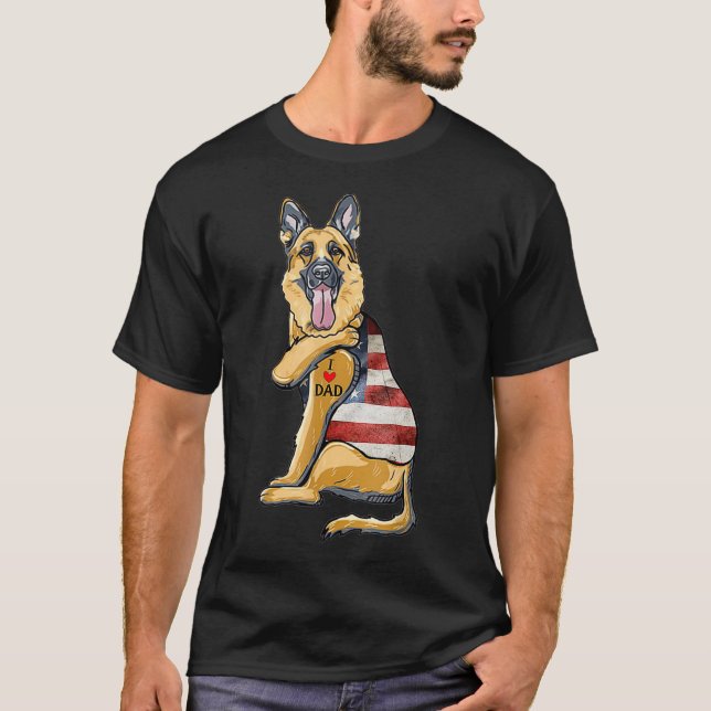 Camiseta Pastor Alemán Tattoo Perro que amo a los padres de (Anverso)