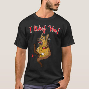 Camiseta Pastor Alemán Te Quiero Cupido Perro Día de San Va