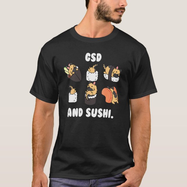 Camiseta Pastor Alemán Y Perro Sushi (Anverso)