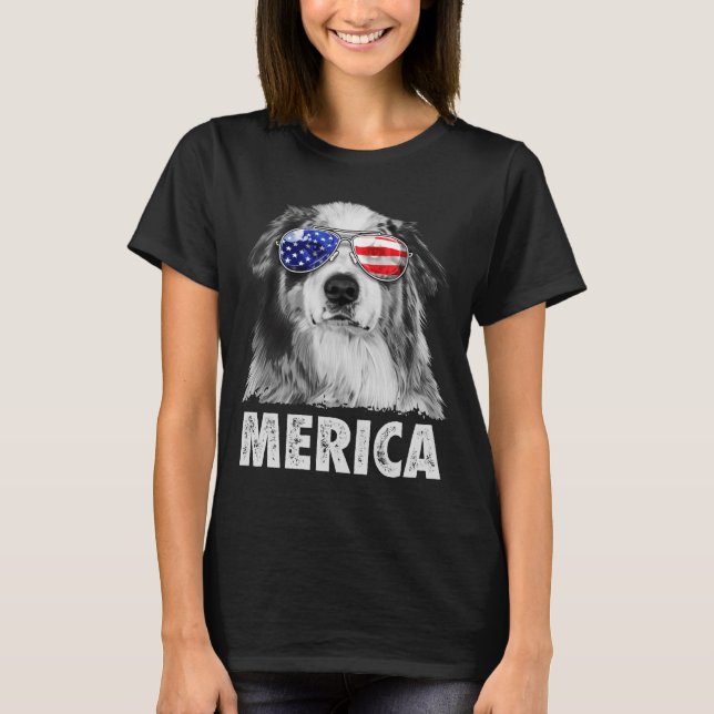 Camiseta pastor australiano australiano 4 de julio merica (Anverso)