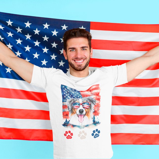 Camiseta Pastor Australiano Azul Blanco Rojo (Subido por el creador)