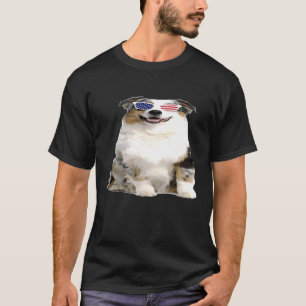 Camiseta Pastor Australiano Con Gafas De Sol 4 De Julio