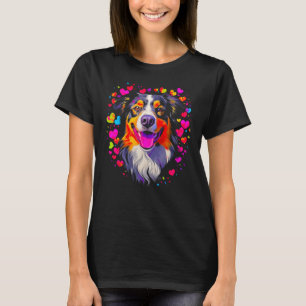 Camiseta Pastor Australiano Corazón Rojo Rosa
