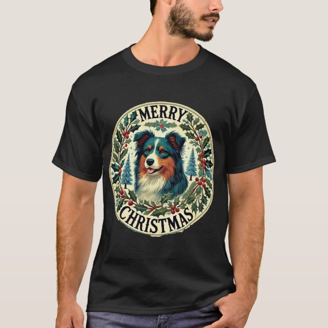 Camiseta Pastor Australiano de Navidad (Anverso)