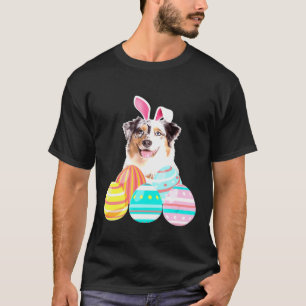 Camiseta Pastor Australiano de Pascua Bunny Ears Eggs