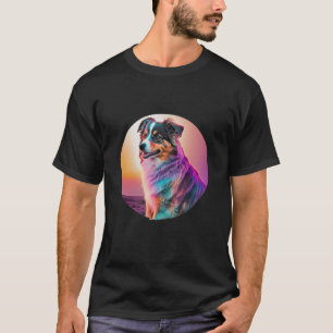 Camiseta Pastor australiano de sinthwave dulce con giro de 