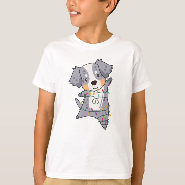 Camiseta Pastor australiano Feliz Invierno de Navidad (Anverso)