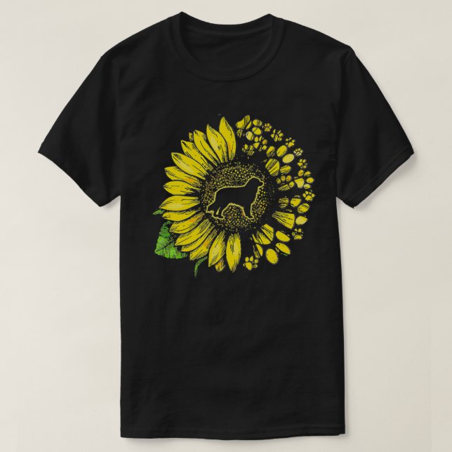 Camiseta Pastor Australiano Girasol Con Paws Perro Australi (Diseño del anverso)