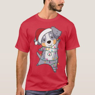 Camiseta Pastor australiano Merry Christmas Fairy Lights D