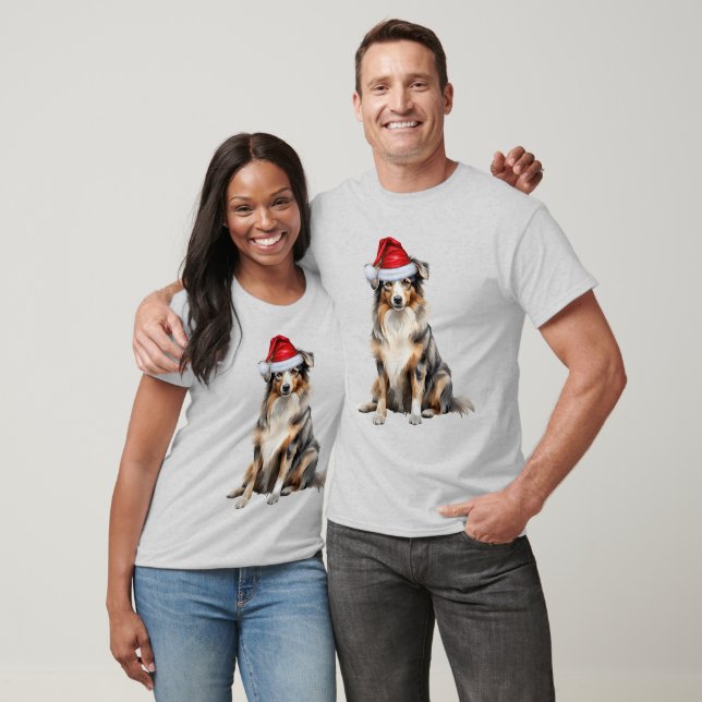 Camiseta Pastor australiano Navidades graciosos Perro (Unisexo)