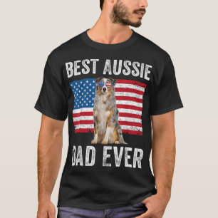 Camiseta Pastor Australiano Papá Bandera Americana Perro Am