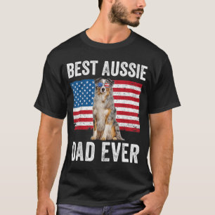 Camiseta Pastor Australiano Papá Bandera Americana Perro Am