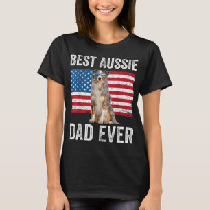 Camiseta Pastor Australiano Papá Bandera Americana Perro Am